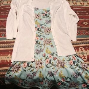 Sz 10 flower dress with white cardigan med